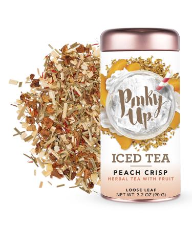 Pinky Up Peach Tart Loose Leaf Iced Tea | Herbal Tea Blend, Caffeine Free, Naturally Calorie & Gluten Free | 3.2 Ounce Tin, 25 Servings