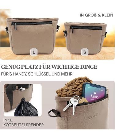 Heimatpfoten Imitation Leather Dog Food Bag - Stylish One-Handed Magnetic Closure Treat Bag in S Brown - Perfect for Walks and Training - Buy Online on GoSupps.com