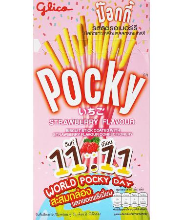 Glico Pocky Strawberry Flavour Sticks 45 g Strawberry 45 g (Pack of 1)