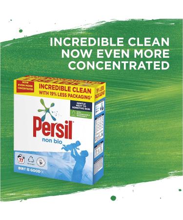 Persil Non Bio Washing Powder XXL Family Pack 100% recyclable pack for stain removal that's gentle next to sensitive skin 3.85 kg (77 washes) (Pack of 2) 3.85 kg (Pack of 2) - Buy Online on GoSupps.com