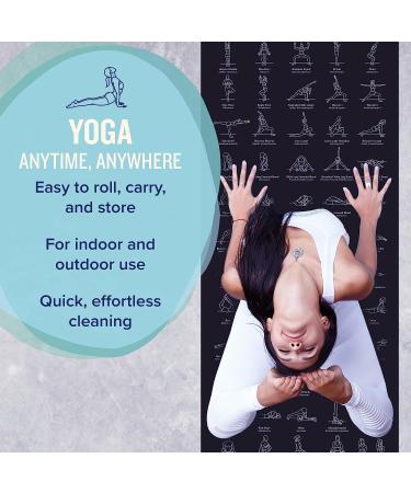 NewMe Fitness Yoga Mat - Large 5mm Thick 68 Non Slip Exercise Mat with 70 Printed Yoga Poses - Black - Buy Online on GoSupps.com