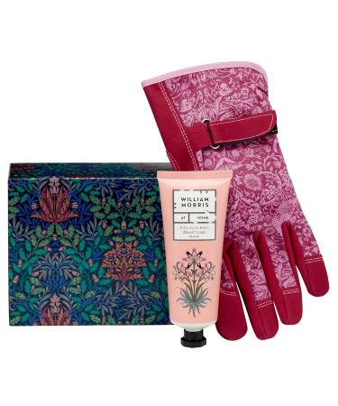 William Morris At Home White Iris & Amber Gardening Glove Set | Enriched Scented Hand Cream | Stocking Filler | Cruelty Free & Vegan Friendly Dove & Rose Glove Set in Tin