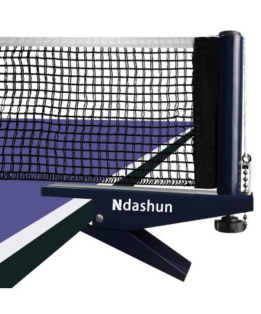 Ndashun Ping Pong Net with Clamp, Professional Table Tennis Net and Post Set, Adjustable Training Practice Mesh, Portable Grip Holder Clip Equipment, Accessories for Indoor Outdoor (Navy)