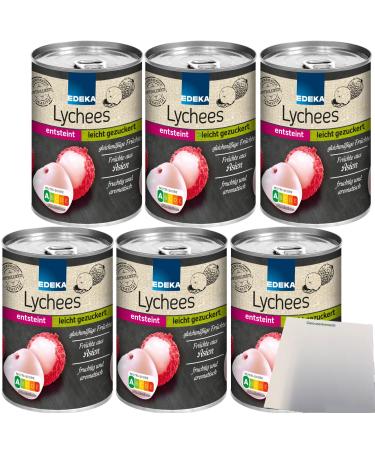 Edeka Lychees Pack of 6 boxes of 425 g lightly sweetened, fruity and aromatic + usy block