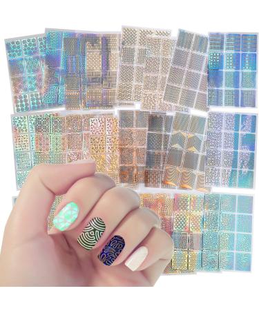 MwooT 288 Pieces Nail Vinyls Nail Stencils Sticker Sheets Set for Nail Art Design Tip Decals 24 Sheets with 96 Designs - Buy Online on GoSupps.com