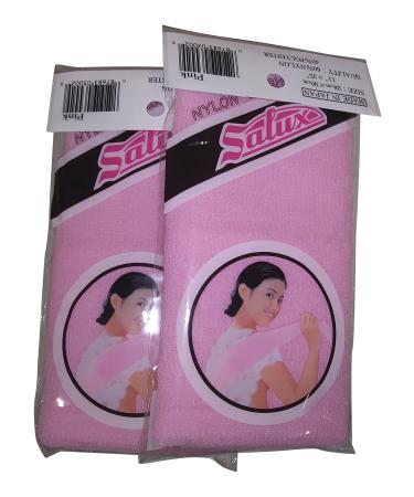 Salux Nylon Japanese Beauty Skin Bath Wash Cloth/Towel - Pink2PACK