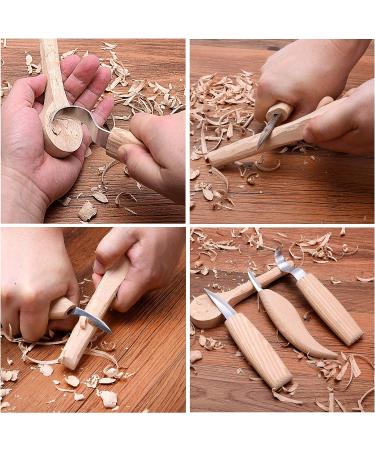 Gaxcoo Whittling Knife Wood Carving Tools Kit for Beginners - 4 Piece Set for Kids and Adults - Spoon, Clay, Fruit, Hook Knife with Curved Blade - Buy Online on GoSupps.com