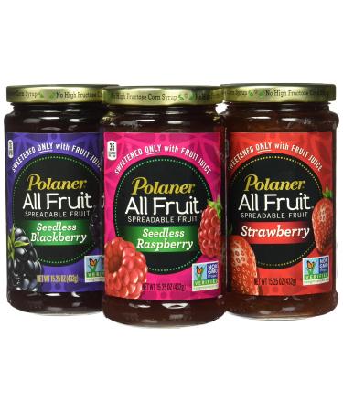 Polaner All Fruit Non-GMO Spreadable Fruit, Assorted Flavors, Strawberry, 15.25 Ounce (Pack of 3)