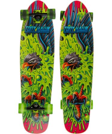 Tony Hawk 31" Complete Cruiser Skateboard, 9-Ply Maple Deck Skateboard for Cruising, Carving, Tricks and Downhill Slime Hawk