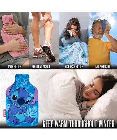 Disney Stitch Hot Water Bottle with Fleece Cover - 1.7 or 2 Litre Capacity Rubber Hot Water Bag - Cosy Gifts for Women in Blue - Buy Online on GoSupps.com