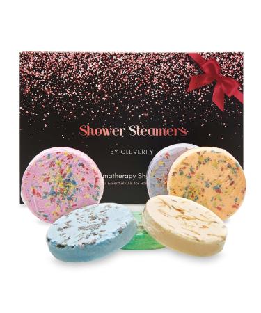 Cleverfy Aromatherapy Shower Steamers - Variety Pack of 6 Shower Bombs. Rose Gold Set: Lavender, Menthol, Bergamot & Mandarin, Pomegranate & Rose, Peony & Pear, Vanilla & Sweet Orange Rose Gold 6-pack