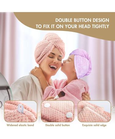 CHOOBY 3+1 Pack Microfiber Hair Towel Wrap - Quick Dry, Super Absorbent, Anti Frizz - For Women, Girls, and Families with Curly, Long, or Thick Hair - Choose Pink, Purple, or Gray Design - Buy Online on GoSupps.com