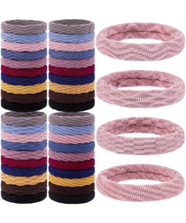 Elcoho 100 seamless cotton hair gums for women and girls thick elastic hair bands no folds ponytail holder hair accessories mixed candy colors