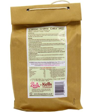 Beau Products and Kells Wholemeal Lemon Cr me Cake Mix 1 kg - Buy Online on GoSupps.com