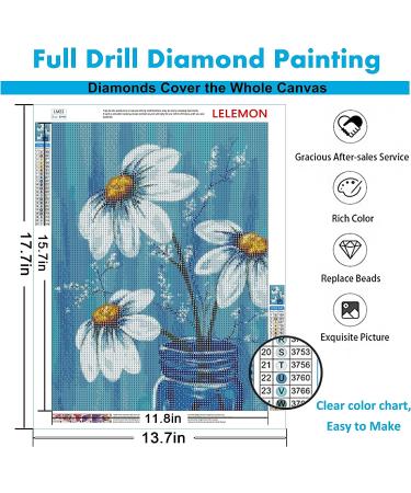 LELEMON Daisy Flower Diamond Painting Kit - 5D Diamond Art for Adults | 12x16inch | Home Wall Decor - Buy Online on GoSupps.com