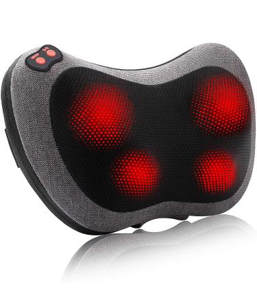 Papillon Back Massager with Heat,Shiatsu Back and Neck Massager with Deep Tissue Kneading,Electric Back Massage Pillow for Back,Neck,Shoulders,Legs,Foot,Body Muscle Pain Relief,Use at Home,Car,Office Gray
