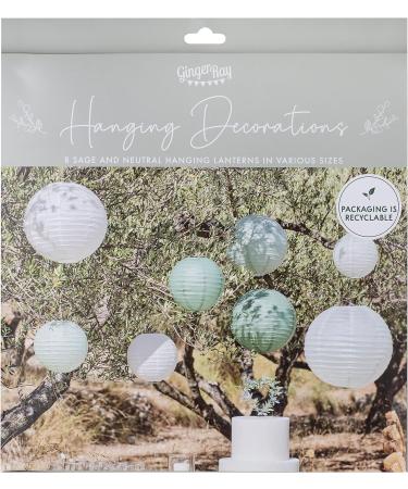 Shop Sage & White Hanging Paper Lanterns - Elegant Decor for Any Occasion | International Shipping - Buy Online on GoSupps.com