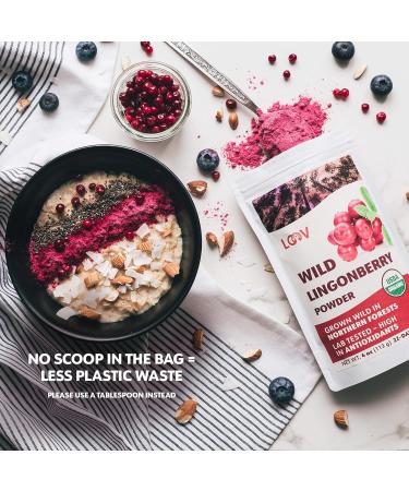 Poudre d airelles rouges sauvages biologiques LOOV 113 g 100% baies enti res lyophilis es sans sucre ajout r colt es l tat sauvage dans les for ts d Europe du Nord - Buy Online on GoSupps.com