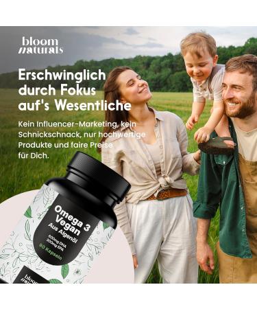 Omega 3 Vegan - 90 Capsules - 2000mg Seaweed Oil - 600mg DHA 300mg EPA - Omega 3 Vegan Made in Germany - Lab Tested - Buy Online on GoSupps.com