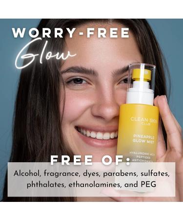 Clean Skin Club Pineapple Glow Mist with Hyaluronic Acid, Peptides, Papaya & Coconut Extracts - Hydrating Face Spray | Vegan & Cruelty Free - Buy Online on GoSupps.com