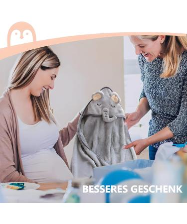 Bibykivn Baby Hooded Towel & Washcloth Set - Soft Bath Towels for Newborns & Children 0-3 Years Gray with Cute Ears - Buy Online on GoSupps.com