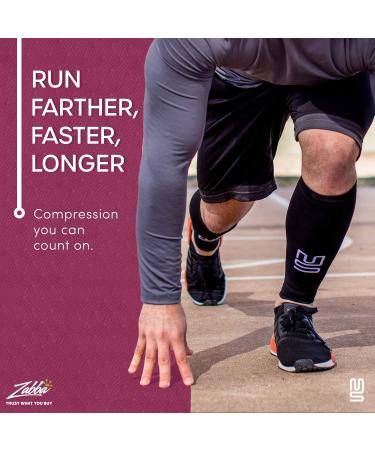 Calf Compression Sleeve - Support Brace for Sports & Travel | Men & Women - Medium - 1 Pair - Stripes/Black - Buy Online on GoSupps.com