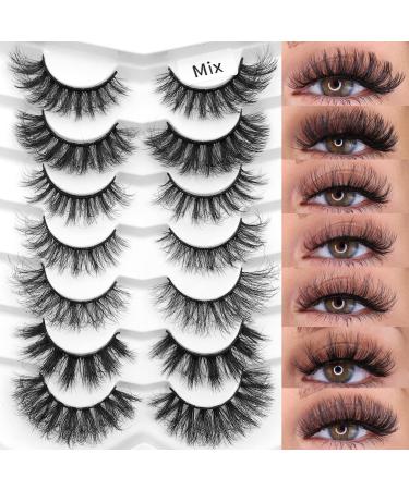 IFLOVEDEKD 7 Styles False Eyelashes 7 Pairs Eyelashes Natural Look 3D Fake Eyelashes 100% Handmade Long Lashes Natural Look Dramatic Lashes Pack Reusable Natural Lashes Soft Fluffy Eye Lashes MIX | 7 Styles