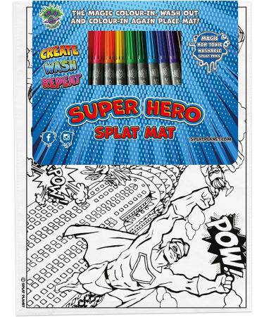 Splat Planet Superhero Cotton Toddler Placemat with 10 Washable Magic Pens - Buy Online on GoSupps.com