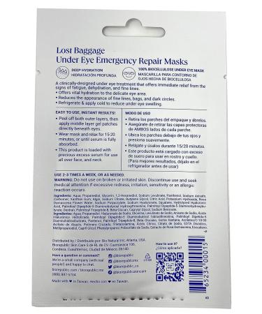 BioRepublic Lost Baggage Under-Eye Repair Masks | Biocellulose with Revitalizing Serum | For All Skin Types | Pack of 6 | International Shipping Available - Buy Online on GoSupps.com
