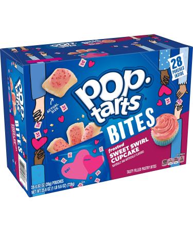 Pop-Tarts Baked Pastry Bites, Kids Snacks, School Lunch, Frosted Sweet Swirl Cupcake, 25.6oz Box (28 Bags)