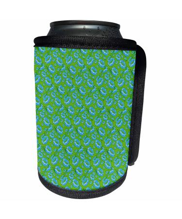 Can Cooler Bottle Wrap - Two Kisses Collided Lip Boyish Blue Lips Pattern Pattern - Lipstick Kisses