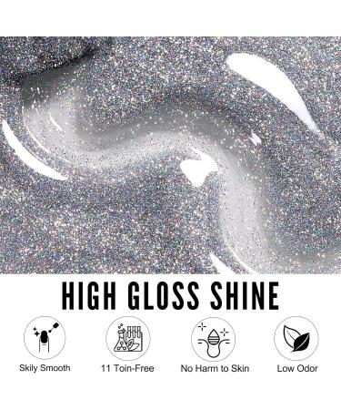 Gel Nail Polish Set - Glitter Gel Nail Polish Black & White Nail Polish Shimmering Holographic Nail Polish Soak Off UV Gel Nail Art Painted Gel for Manicure DIY At Home Women Girl Holographic Set - Buy Online on GoSupps.com