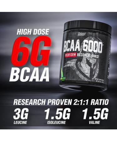 Nutrex Research BCAA Powder 6000 | Green Apple Flavored | 6g BCAAs | Muscle Recovery, Growth & Performance | 30 Servings - Buy Online on GoSupps.com