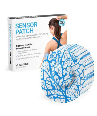 Truetape sensorpatch - plaster for freestyle Libre 1 2 & 3 |Skin -friendly waterproof strong adhesive power & changeable at any time |15 pieces (Blue Jungle)