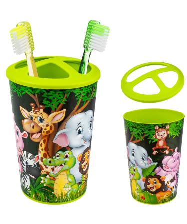 all-meine.de GmbH Zahnbrush holder/children's toothbrush cup - funny zoo animals - toothbrush cup - for toothbrush - cup - children's toothbrush baby toothbrush - girls - .. without names