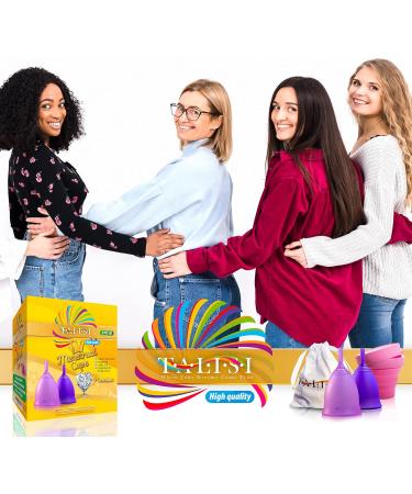 Talisi Reusable Menstrual Cups - Set of 2 for Women | Eco-Friendly Feminine Hygiene | Collapsible Sterilization | Regular & Heavy Flow | Small & Large | Alternative to Tampons & Pads - Buy Online on GoSupps.com