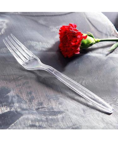 400pcs Disposable Clear Plastic Silverware Set - 200 Forks and 200 Spoons - Supernal Crystal Cutlery - Buy Online on GoSupps.com