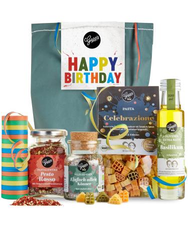 Happy Birthday gift set-Gepp s delicatessen I surprise bag filled with handmade pasta pesto wild garlic spice organic all-round spice & basil oil i gourmet gift set Happy Birthday surprise bag