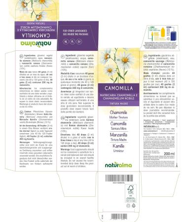 German & Roman Chamomile Flower Heads Mother Tincture 200ml - Alcohol-Free Liquid Extract Drops for Relaxation - Vegan Food Supplement by Naturalma - Buy Online on GoSupps.com