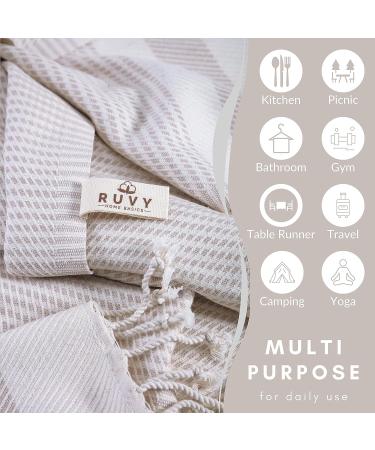Ruvy Home Basics Turkish Hand Towels Set of 2 - 18x40 Cotton Bathroom & Kitchen Towels - Beige Modern | Perfect for Bathroom, Kitchen, Yoga, Gym - 2 Pack - Buy Online on GoSupps.com