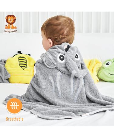 Sunny zzzZZ Baby Hooded Bath Towel and Washcloth Set - Baby Shower Towel Gifts - 2 Towels, 8 Washcloths - Yellow Bee & Grey Elephant - Buy Online on GoSupps.com