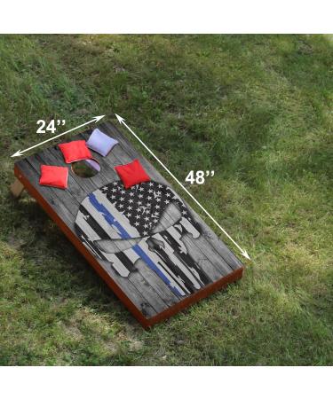 American Flag Vinyl Cornhole Board Wraps (2 Pack) 24x48'' - Black Skull Design - Buy Online on GoSupps.com