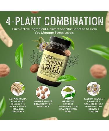 Serenity Pill 60 Capsules - Organic Anti Stress Supplement with Ashwagandha, Passion Flower, Nutmeg & Green Tea Extracts for Natural Stress Relief - Buy Online on GoSupps.com
