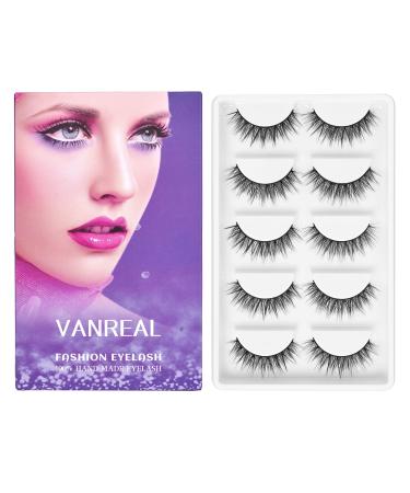 VANREAL Fake Eyelashes Natural Look Cat Eye Wispy Lashes 13mm D Cur Wispy Lashes Faux Mink Lashes Fluffy 5 Pairs V-06 - Buy Online on GoSupps.com