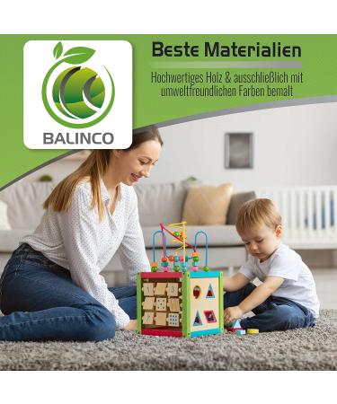 Balinco 5-Sided Activity Cube for Babies | Wooden Motor Skills Toy with Labyrinth Abacus & Shapes - Ideal for 6 Months+ - Buy Online on GoSupps.com