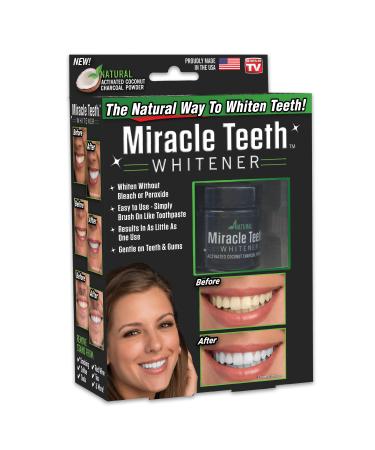 ONTEL Miracle Teeth Whitener | Natural Whitening Coconut Charcoal Powder | Gentle on Teeth and Gums and Removes Stains Caused by Smoking  Coffee  Soda  Red Wine and More!   As Seen on TV