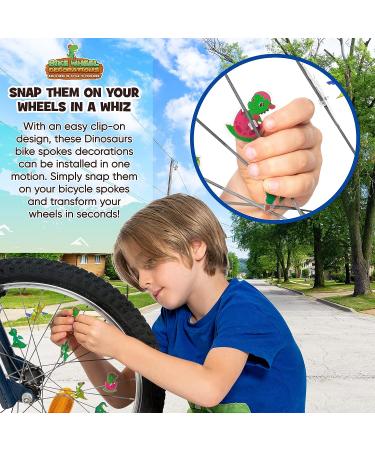 Dinosaur Spoke Beads - 36 Pcs Kit for Kids Bikes | Fun Cycling Accessories & Easter Gift | Bicycle Wheel Decorations for Boys - Buy Online on GoSupps.com