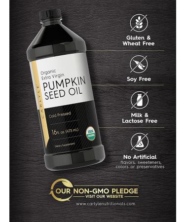 Carlyle Organic Cold Pressed Pumpkin Seed Oil 16oz - 100% Pure Extra Virgin, Non-GMO, Gluten Free - Safe for Cooking, Hair & Face - Buy Online on GoSupps.com