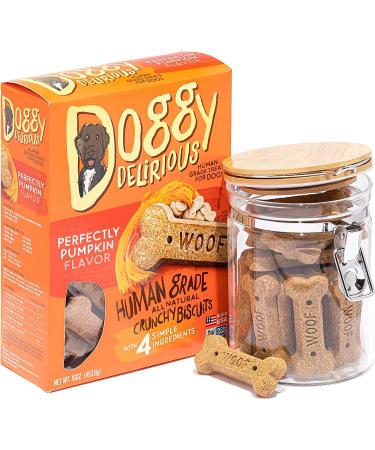 Doggy Delirious All-Natural Crunchy Dog Treats - 100% Human-Grade Pumpkin Snacks for All Breeds & Sizes - 16 Oz - Buy Online on GoSupps.com
