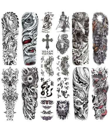 CUTELIILI Halloween Temporary Tattoo for Men and Women 18 Sheets 8 Sheets full Sleeve Tattoo and 10 Sheets Half Arm Tattoos Waterproof Fake Tattoos That Look Real and Last Long Christmas Gift